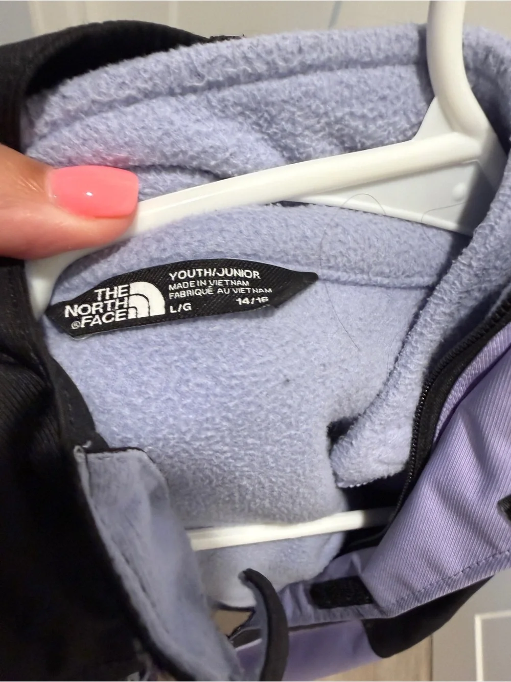 The North Face Girls Lavender and Black Waterproof winter coat